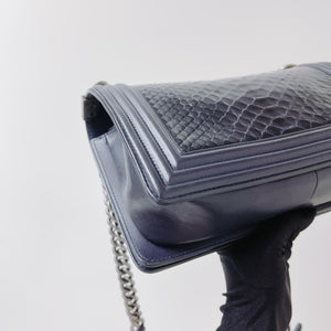 Python-Leather Old Medium Boy Navy Blue