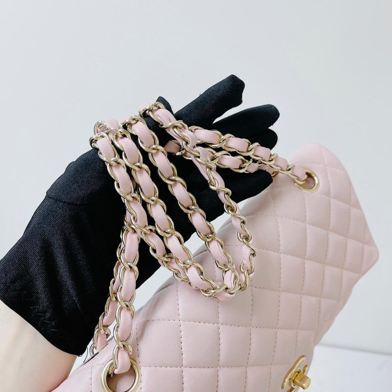 Classic Double Flap Medium Pink lambskin GHW