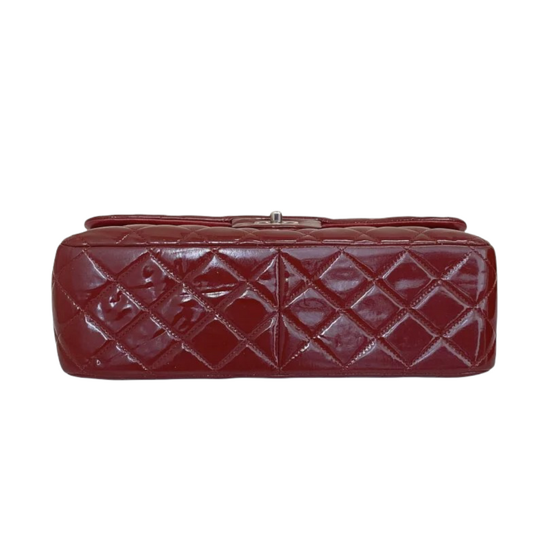 Chanel Double Flap Jumbo Patent Red SHW