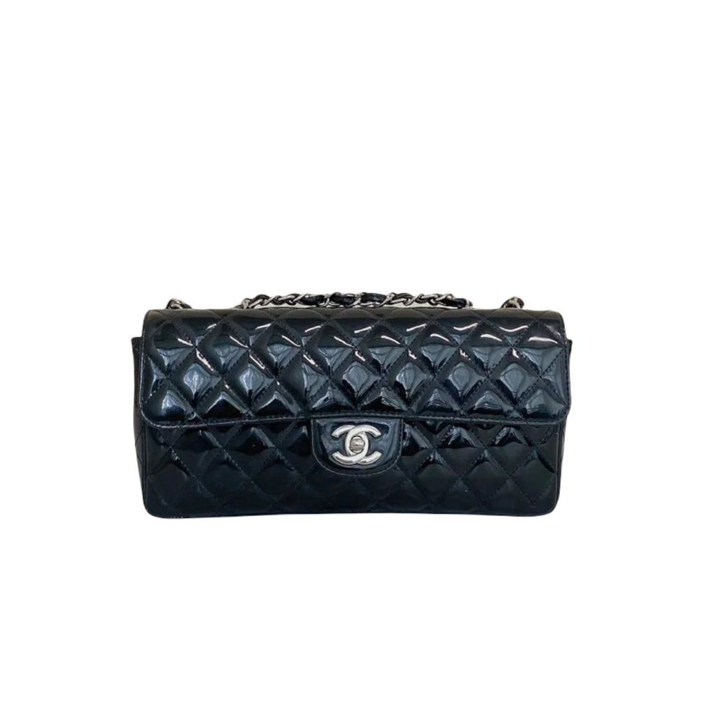 East West Flap Bag Patent Black SHW