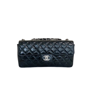 East West Flap Bag Patent Black SHW