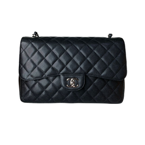 Jumbo Double Flap Caviar Black SHW