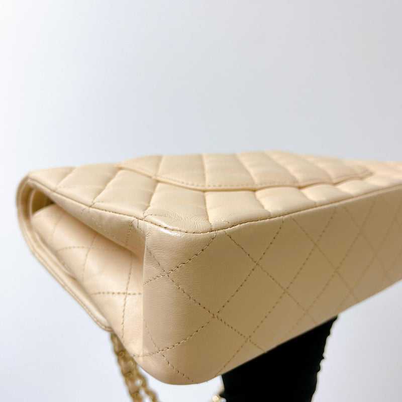 Double Flap Medium Lambskin Beige GHW