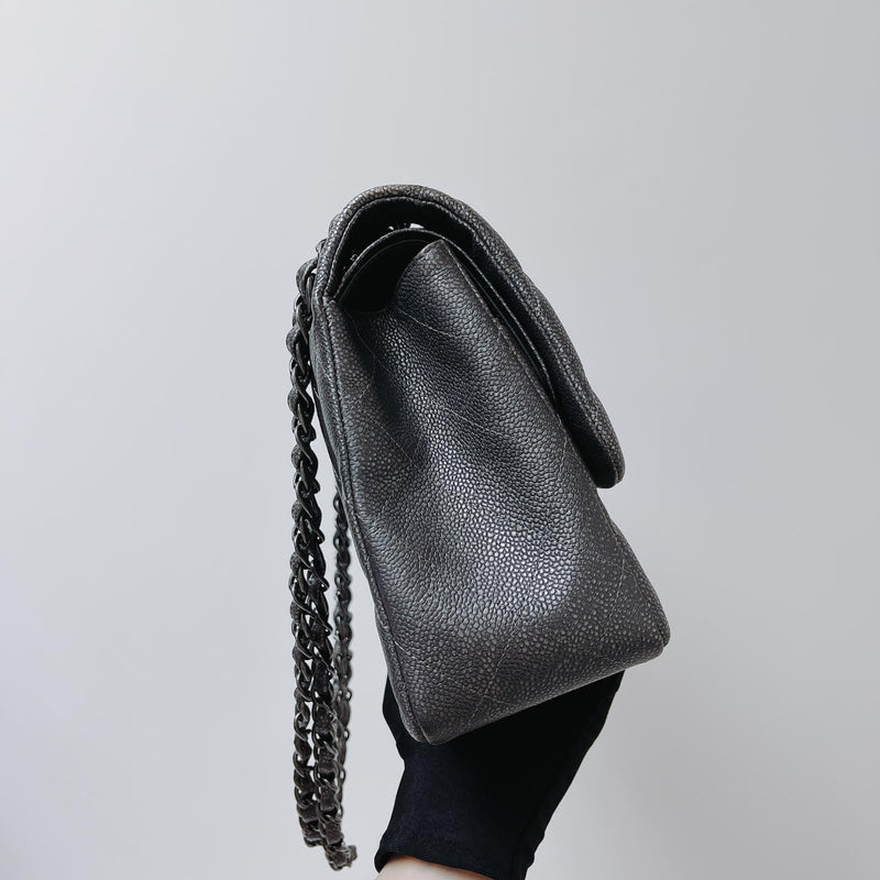 Jumbo Classic Double Flap Caviar Iridescent Dark Grey RHW