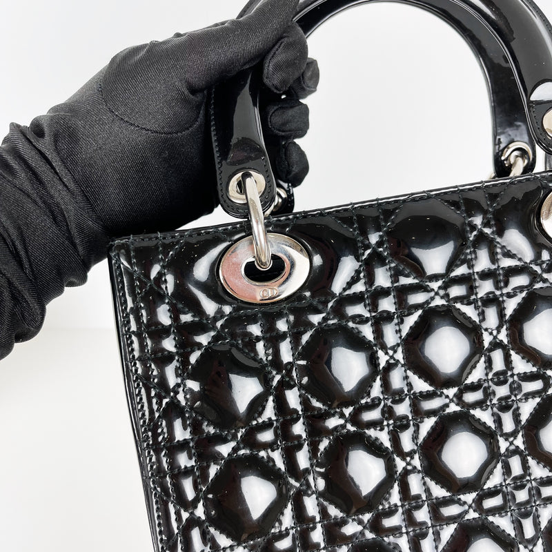 Lady Dior Medium Patent Black SHW
