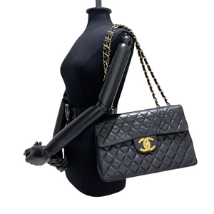 Jumbo XL Flap Lambskin Leather Black GHW