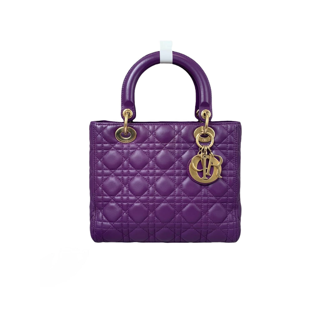 Medium Lady Dior Lambskin Purple GHW