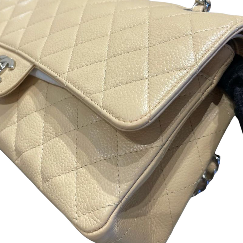 Classic Double Flap Caviar Medium Beige SHW