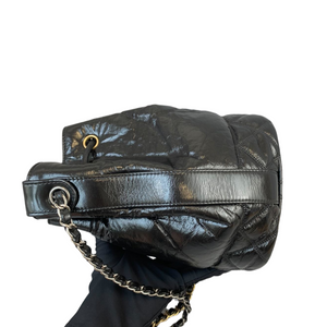 Drawstring Bucket Calfskin Black