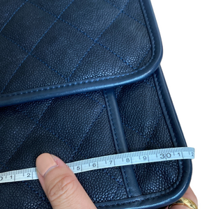 French Riviera Flap Caviar Navy Blue SHW