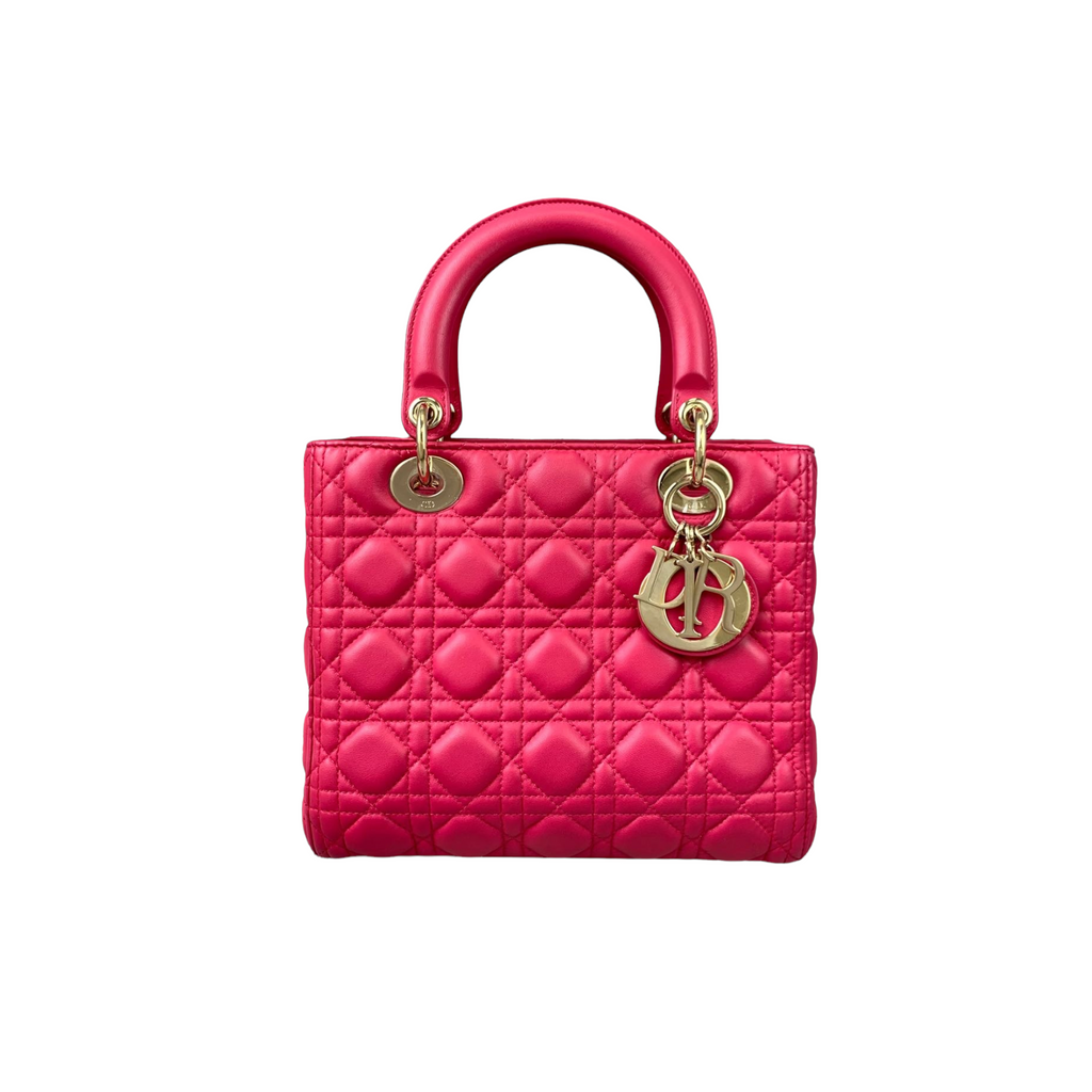 Medium Lady Dior Lambskin Pink GHW