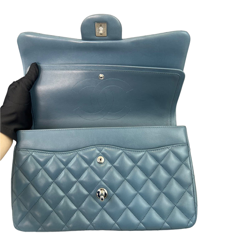 Classic Double Flap Lambskin Jumbo Blue SHW