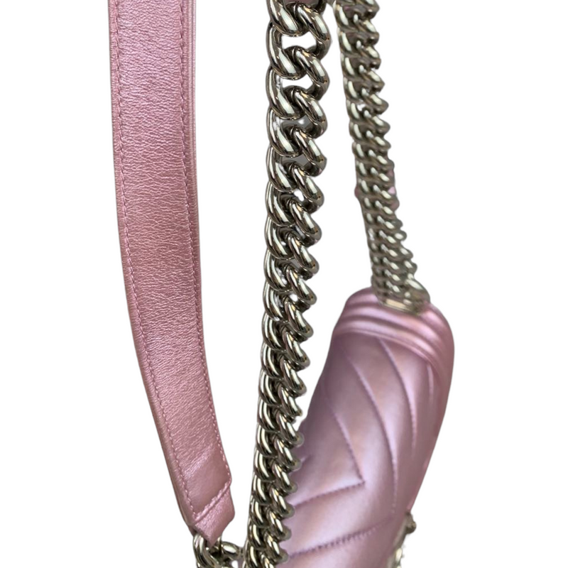 Small Boy Lambskin Iridescent Pink SHW