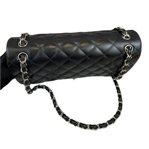 Jumbo Double Flap in Black Lambskin with SHW