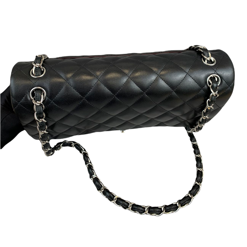 Jumbo Double Flap in Black Lambskin with SHW