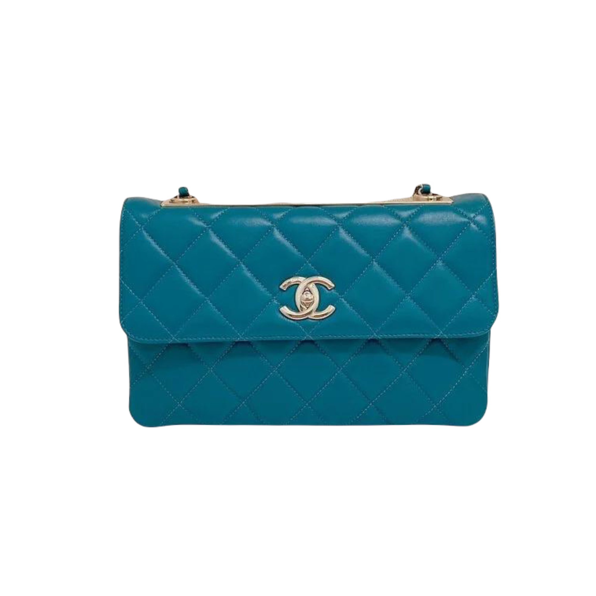 Trendy CC Flap Bag Lambskin Turquoise GHW