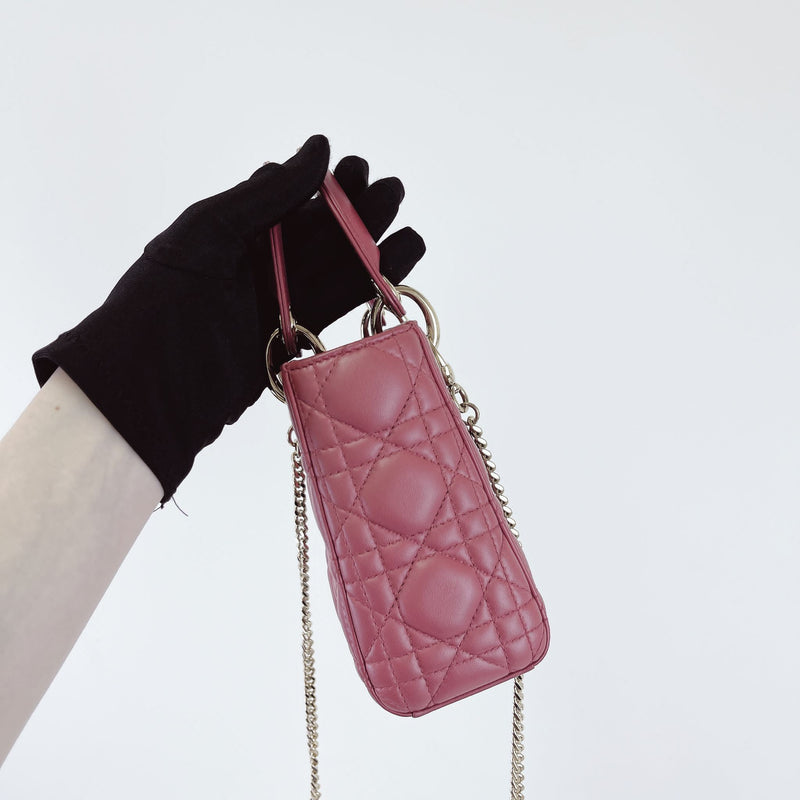 Mini Lady Dior Lambskin Rose Pink SHW