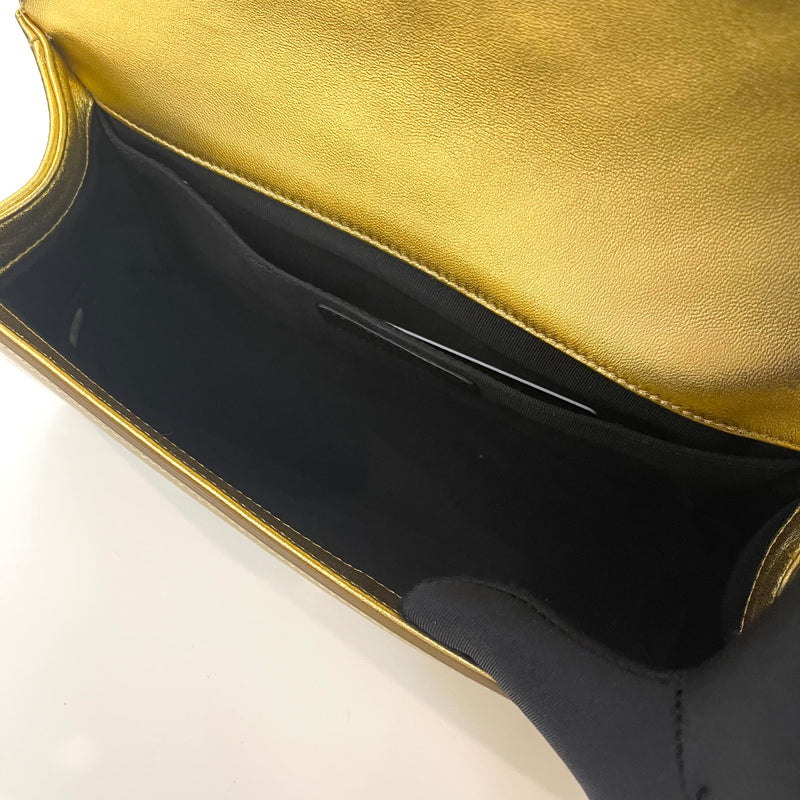 Old Medium Boy Bag in Patent Gold with GHW
