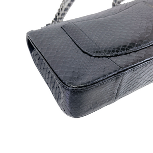 Classic Flap Medium Bag Python Black SHW