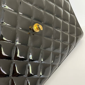Vintage Briefcase Quilted Patent Black GHW
