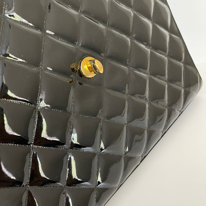 Vintage Briefcase Quilted Patent Black GHW