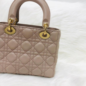 My Lady Dior Lucky Badges Cannage Lambskin Small Bag in Beige with GHW