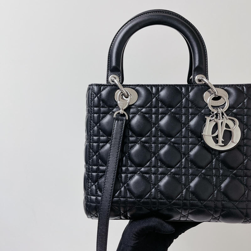 Classic Lambskin Medium Lady Dior Black SHW