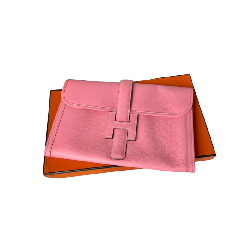 Hermes Jige Elan Clutch Epsom Leather In Orange