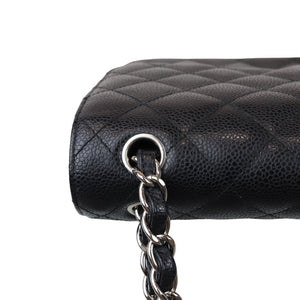 Classic Double Flap Jumbo Black Caviar SHW