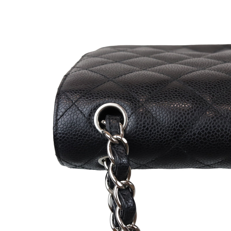 Classic Double Flap Jumbo Black Caviar SHW