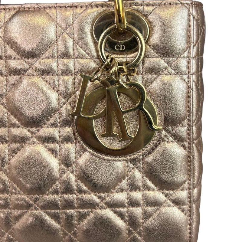 Cannage Lambskin Small Lady Dior Rose Gold GJW