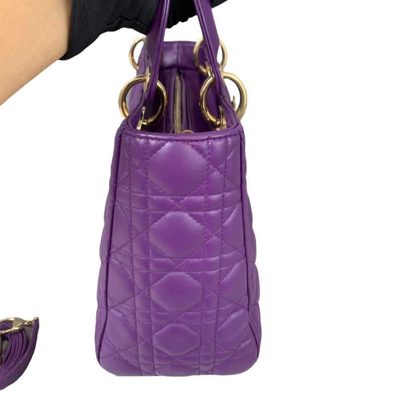 Medium Lady Dior Lambskin Purple GHW