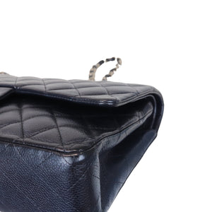 Classic Double Flap Caviar Medium Blue SHW