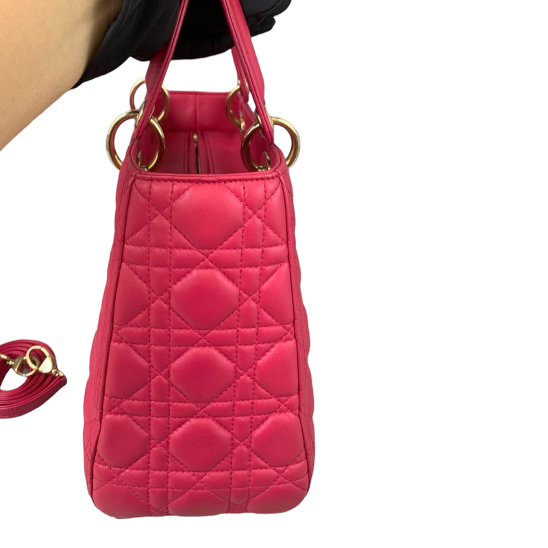 Medium Lady Dior Lambskin Pink GHW