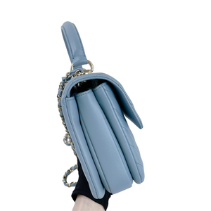 Small Trendy CC Chevron Lambskin Blue GHW