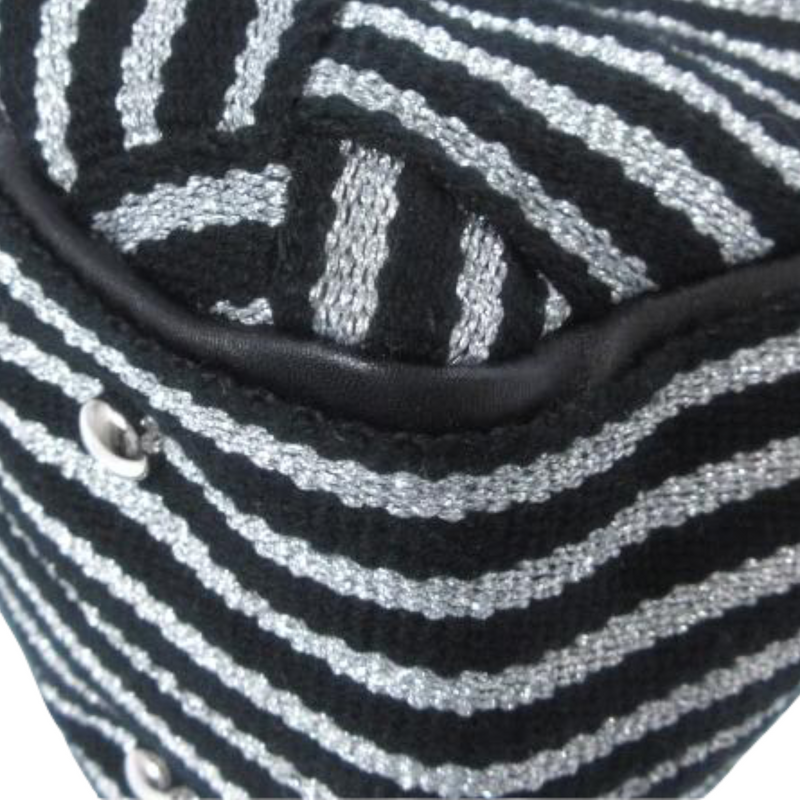Woven Canvas Shopping Tote Black & Silver