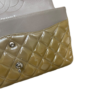 Jumbo Double Flap Patent Taupe SHW