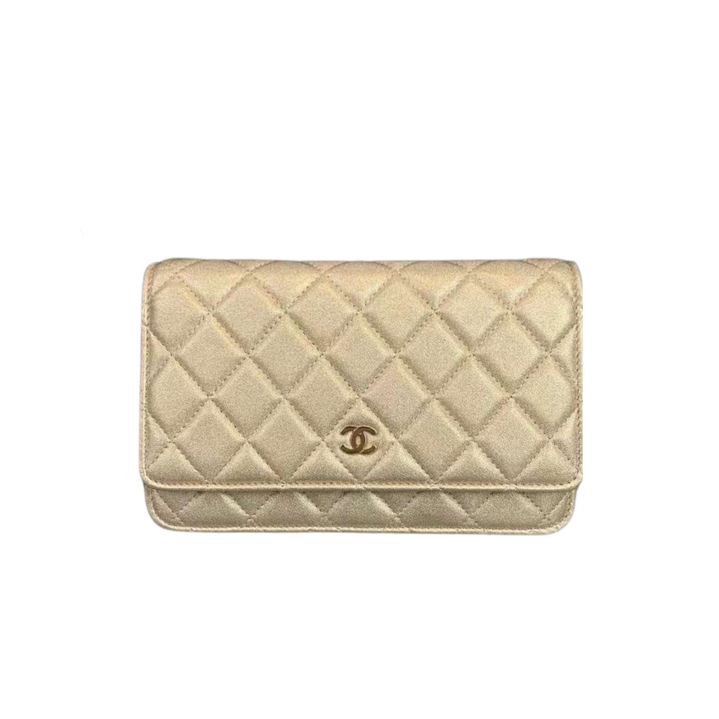 Gold Calfskin Quilted Flap WOC GHW