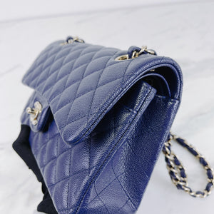 Small Classic Double Flap Caviar Blue LGHW