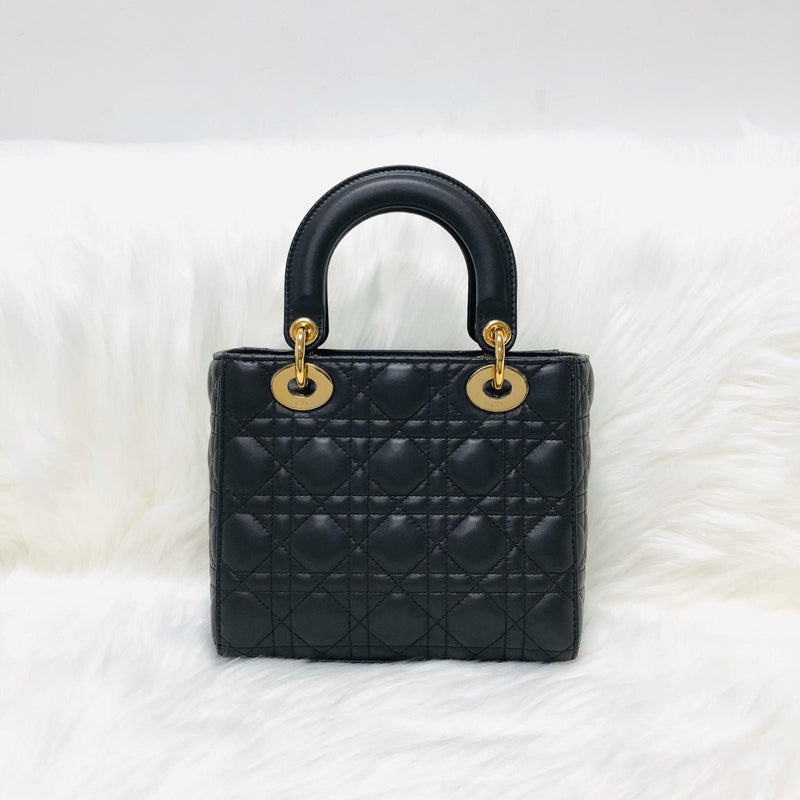 Cannage Lambskin Lucky Badges My Lady Dior Small Dark Grey