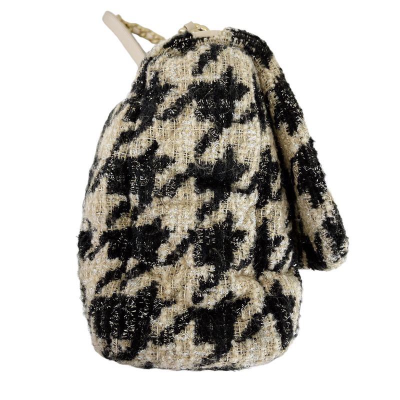 Only 2678.00 usd for CHANEL 19 Maxi Flap Bag in Beige Black Houndstooth  Tweed Online at the Shop