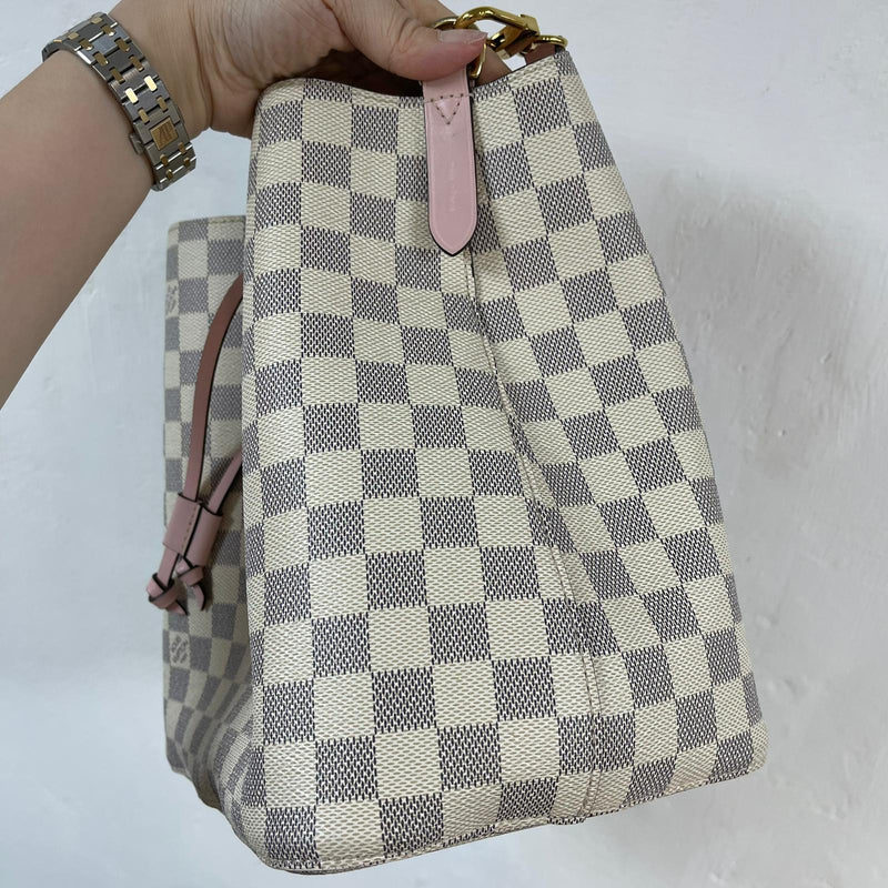 LOUIS VUITTON Damier Azur Braided Neonoe BB Pink 1030776