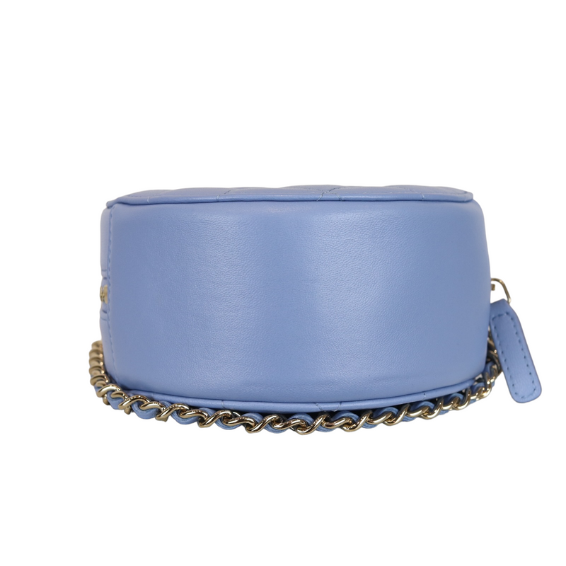 Chanel Round Clutch with Chain Quilted Calfskin with Pearl Detail
