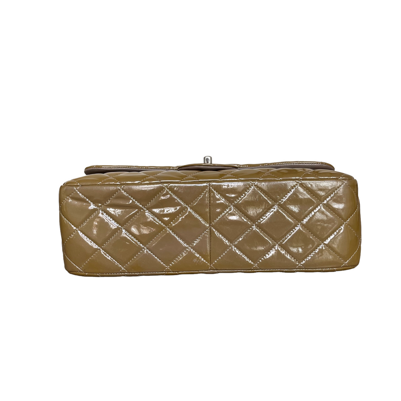 Jumbo Double Flap Patent Taupe SHW