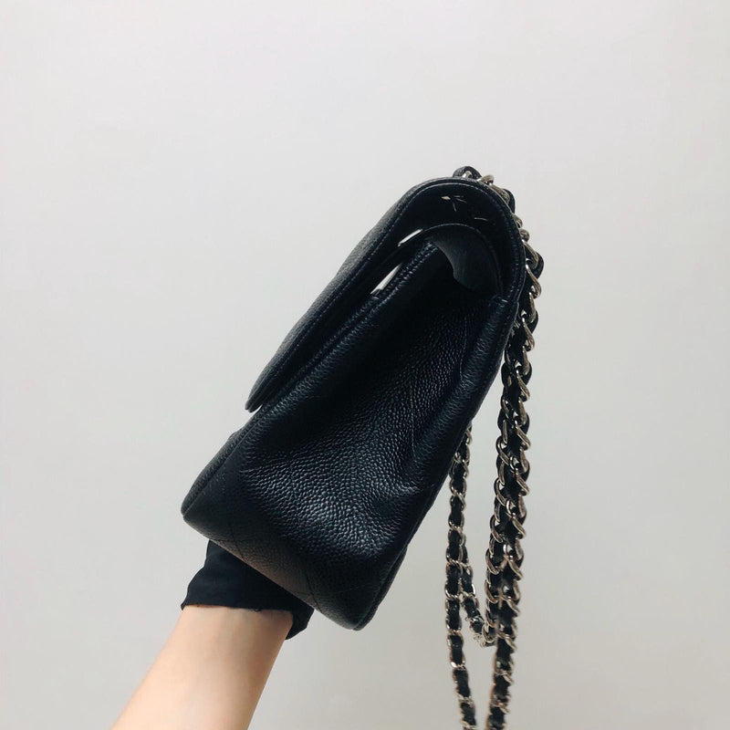 Classic Double Flap Jumbo Bag in Black Caviar with SHW