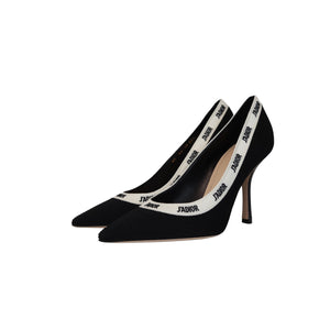 Technical Canvas J'Adior Embroidered Pumps 39.5 Black