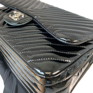 Double Flap Jumbo Chevron Patent Black SHW