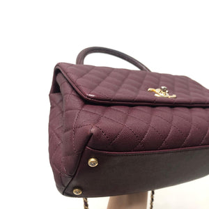 Burgundy Caviar Quilted Medium Coco Handle Flap