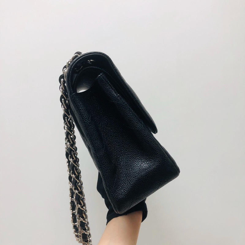 Classic Double Flap Jumbo Bag in Black Caviar with SHW