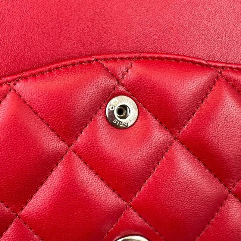 Double Flap Jumbo Lambskin Red SHW